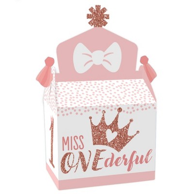 Big Dot Of Happiness 1st Birthday Little Miss Onederful - Treat Box Party Favors - Girl First Birthday Party Goodie Gable Boxes - Set Of 12 : Target
